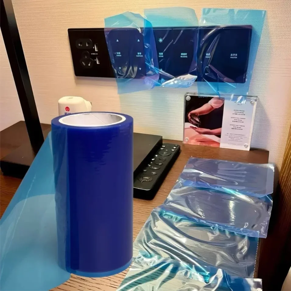 

barrier film tape for toilets and bathrooms prevents dirt and stains on door handles and switches without leaving marks