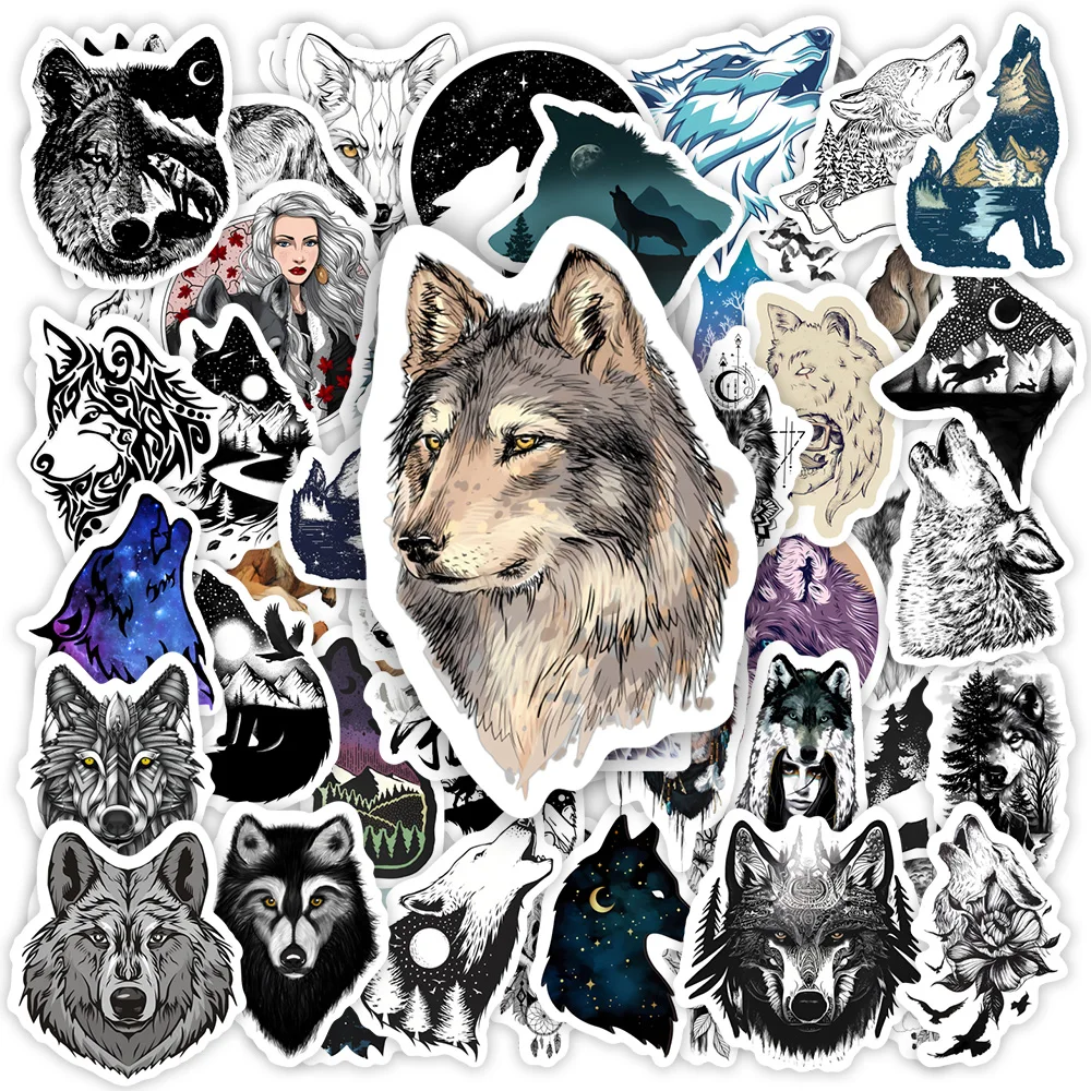 

Cool Wolf Stickers Timberwolf Tattoo DIY Toy Gift Decal Decorative Graffiti for Phone Luggage Laptop Scrapbook Waterproof