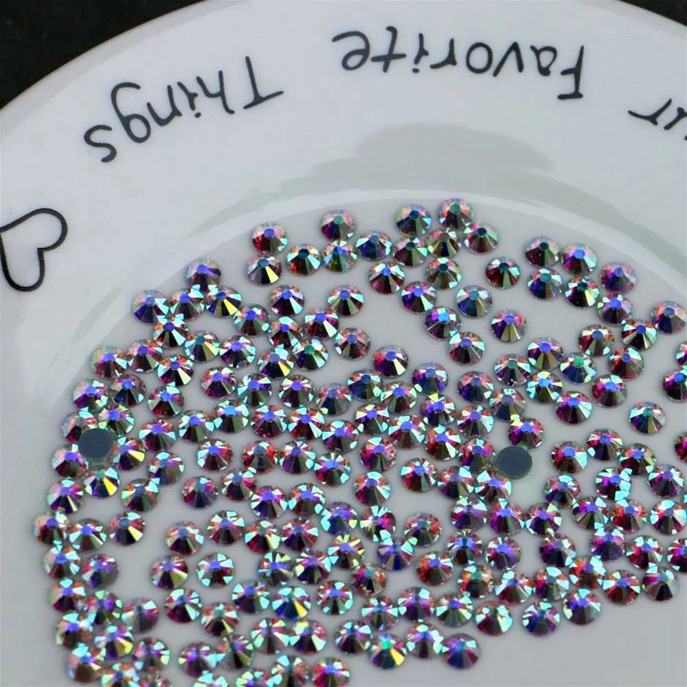 AAAAA Luxus Hotfix Strass Klar AB SS4 bis SS50 Gemischte Größen Glaskristalle Flache Rückseite Aufbügelbare Diamanten Hot Fix Strasssteine – Detail 7