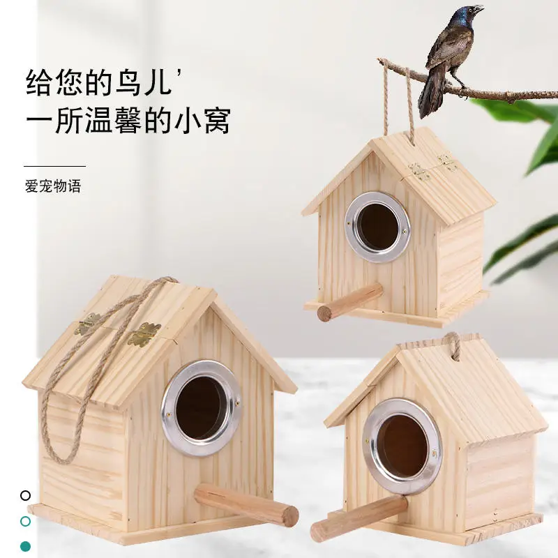 Bird Nest Sturdy Garden Decoration Wooden Bird House Eco-friendly Bird Nesting Box  Natural Wood Bird House Garden Decor