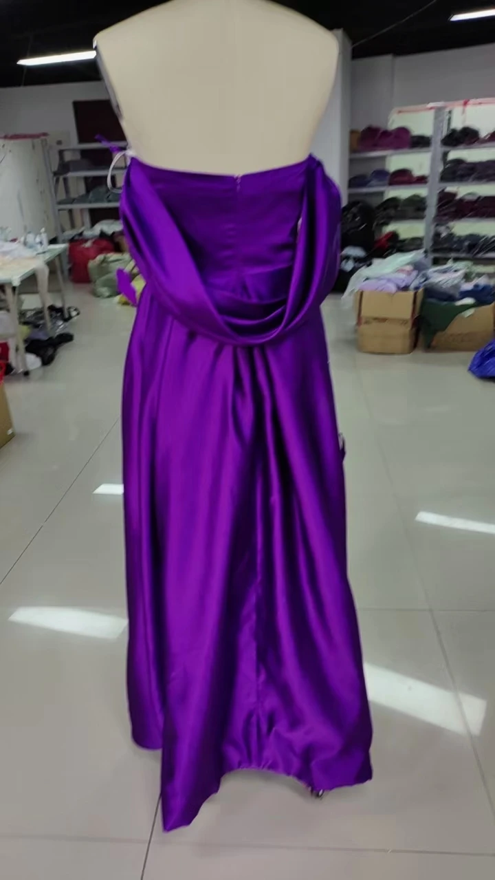 Oisslec-Robe de Bal Élégante et Vintage avec Plumes Violettes et Cristaux, Tenue de Princesse Personnalisée pour VincFormelle et Soirée