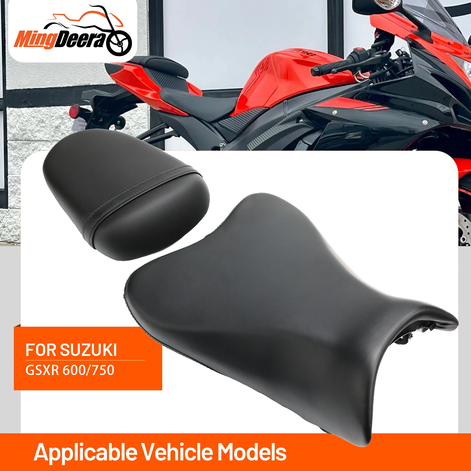

Сиденье водителя и пассажира в сборе для мотоциклов SUZUKI GSXR600 GSXR750 2008-2010, черное переднее сиденье водителя и подушка для пассажира