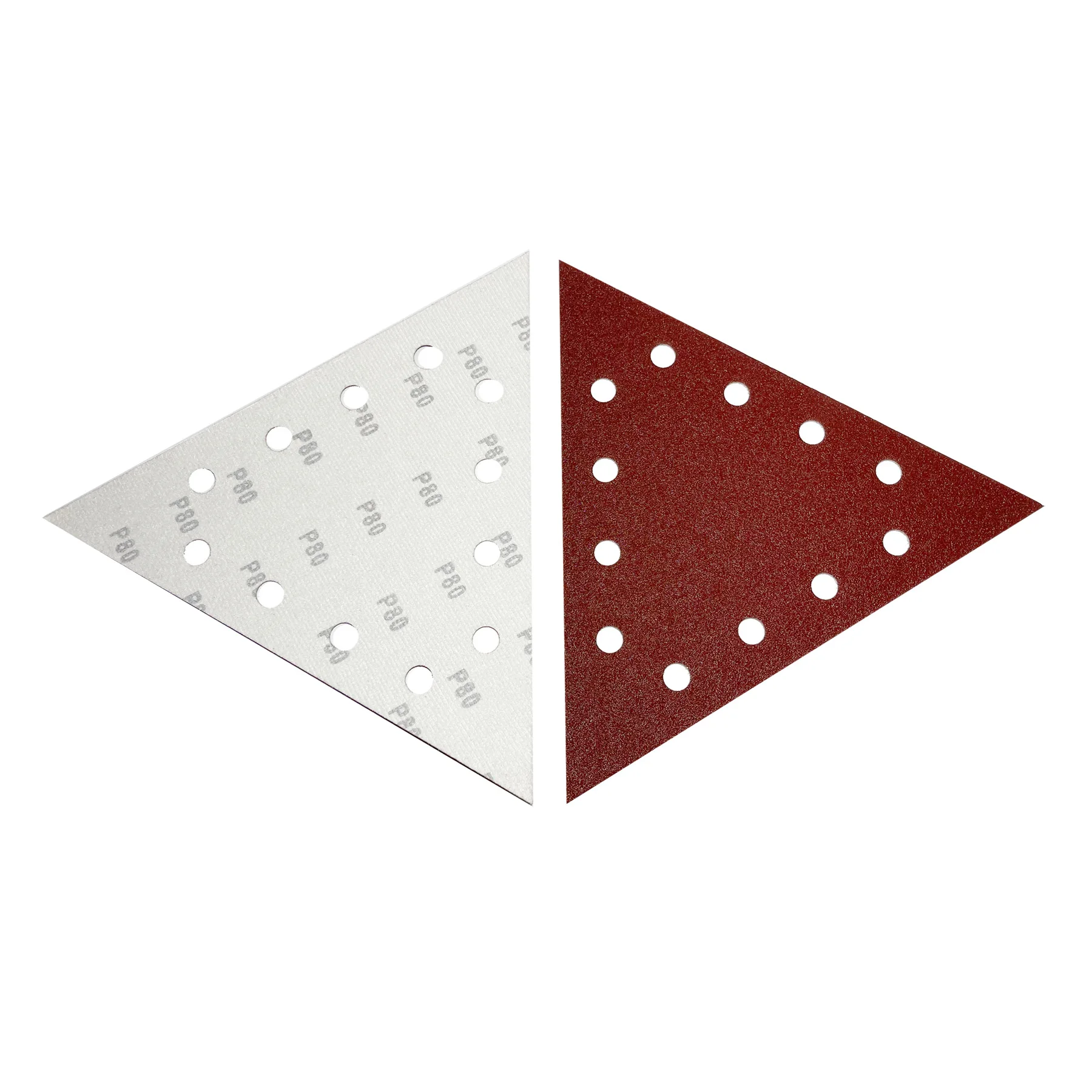 100pcs 288mm 12-hole triangle red flocking sandpaper,wall putty powder polishing self-adhesive sandpaper,multiple meshes