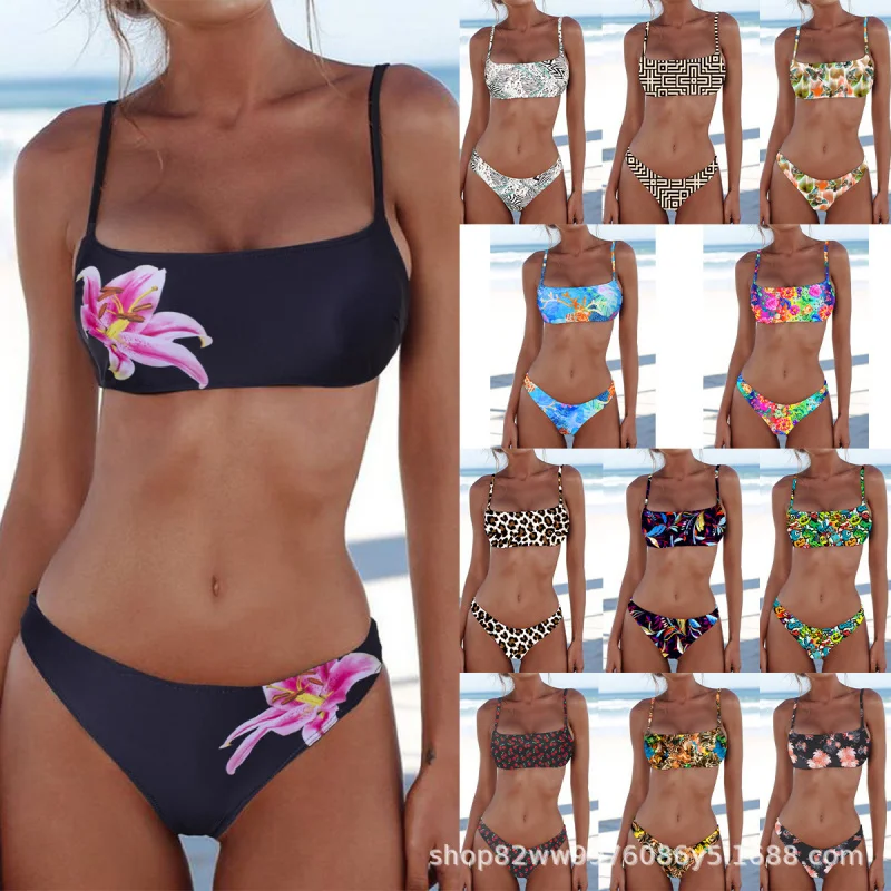 

2026Printed swimsuit for women, bikini swimwear, two-piecebikiniSexy strapless women's swimsuit