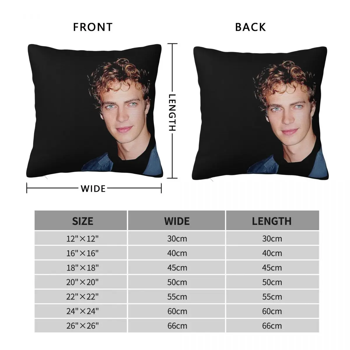 Hayden Christensen Actor Square Pillowcase Polyester Linen Velvet Creative Zip Decorative Pillow Case Bed Cushion Cover