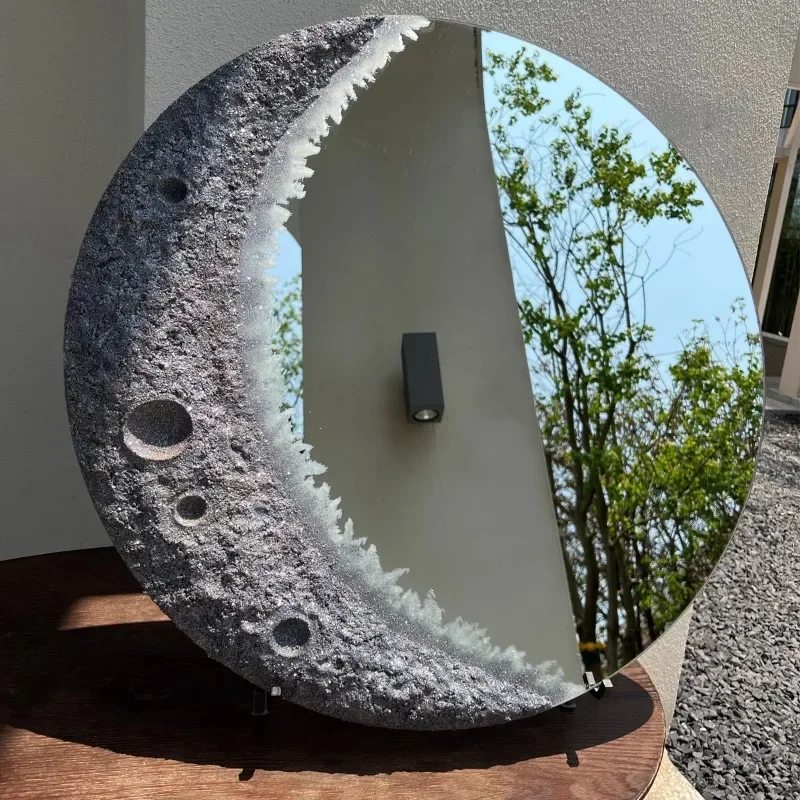 Moon Cute Mirror Wall Living Room Modern Vanity Aesthetic Nordic Mirror Hanging Bathroom Funky Big Espelhos Home Decorations