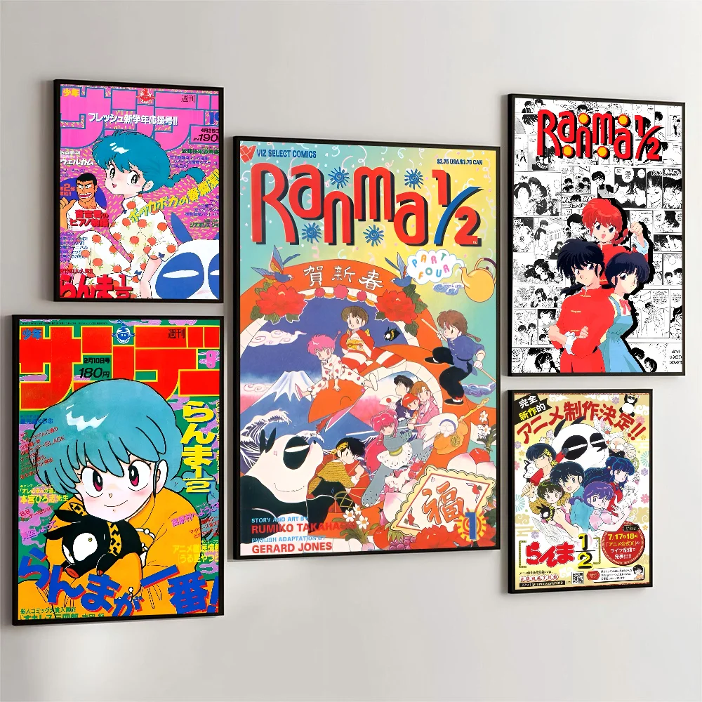 Anime R-Ranma 2 Movie Poster Self-adhesive Art Waterproof Paper Sticker Coffee House Bar Room Wall Decor