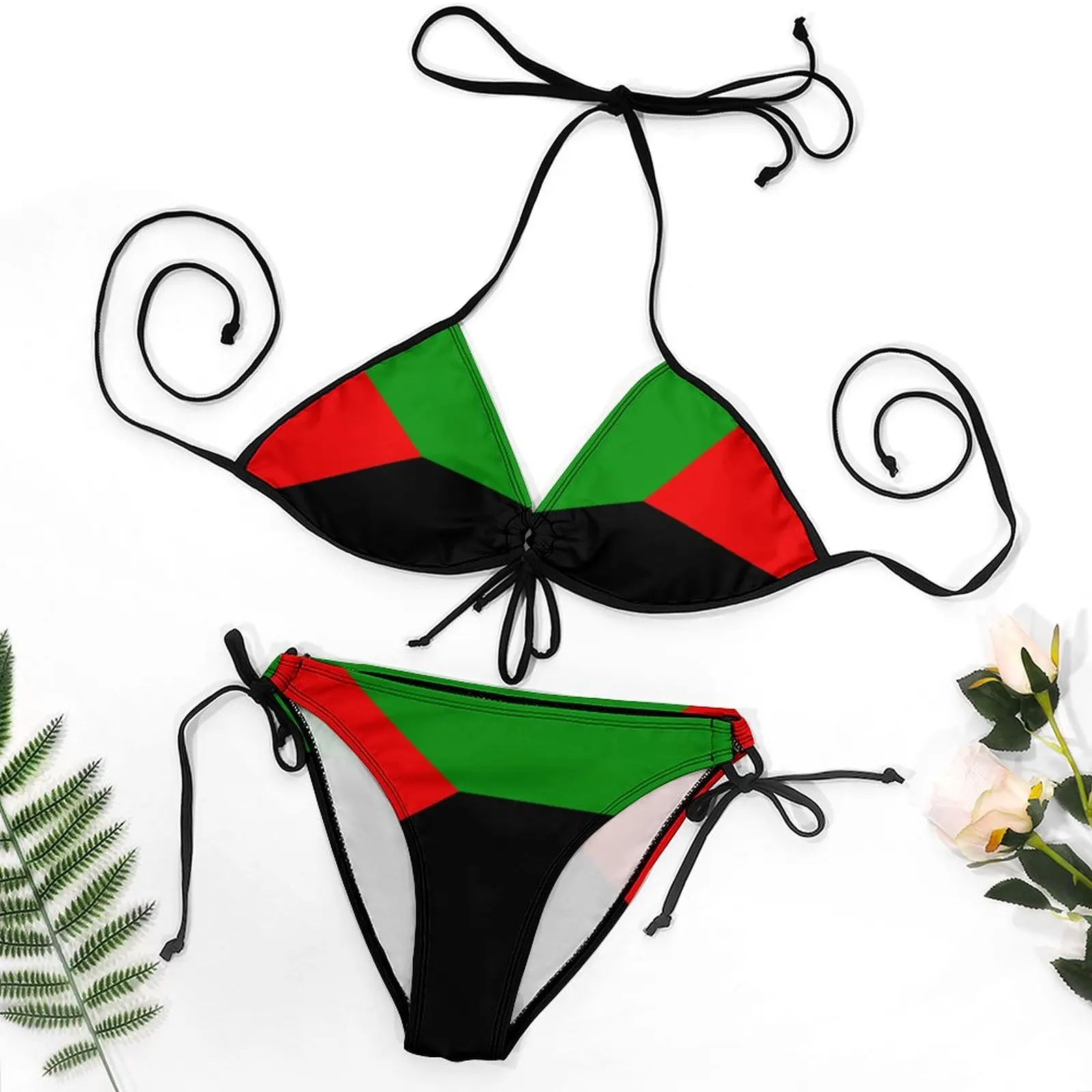 Martinique in Red Green And Black Bikini Top Quality Sexy Women's Bikinis Funny Novelty Swimming High Quality Swimsuit