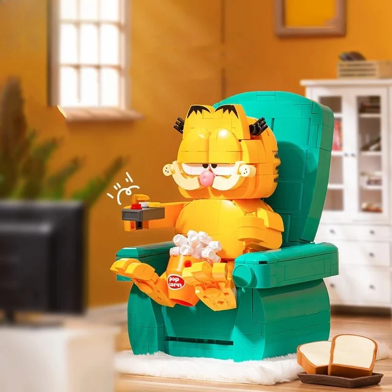 

Конструктор Garfield: Гарфилд на диване, кирпичики с мини-фигурками, модель кошки, развивающие игрушки для детей, подарки на праздники