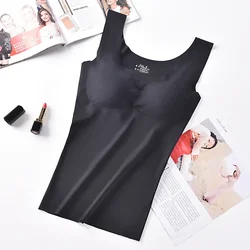 Ice Silk Tank Top Wireless Paded Lingerie Push Up Seamless Padded Vest Crop Top Tee Camisole Feminino Comfortable Sleep Cami