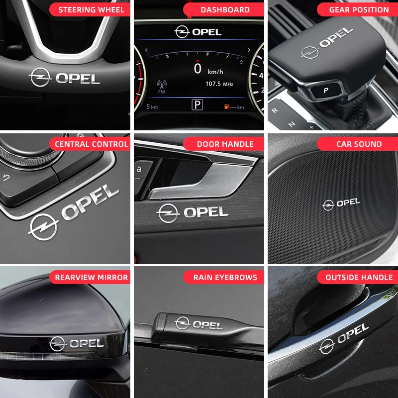 3D Metal Car Interior Dekoration Stickers Badges Auto Styling For Opel Insignia Astra G J F K Vectra C H Corsa C B D Omega view 3