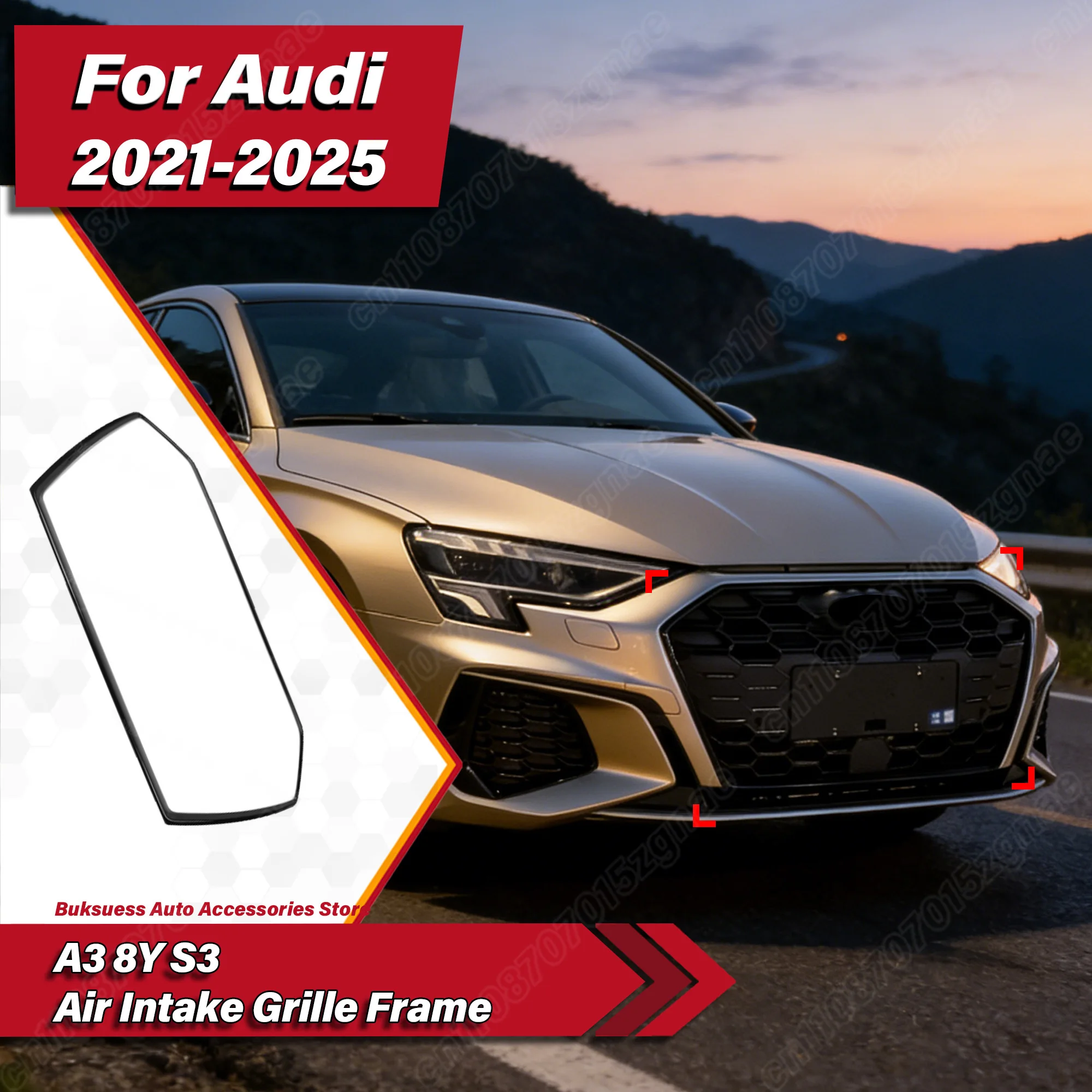 

For Audi A3 8Y S3 2021 2022 2023 2024 2025 Automobile Air Intake Grille Frame Car Radiator Protective Decorate Modification Kit