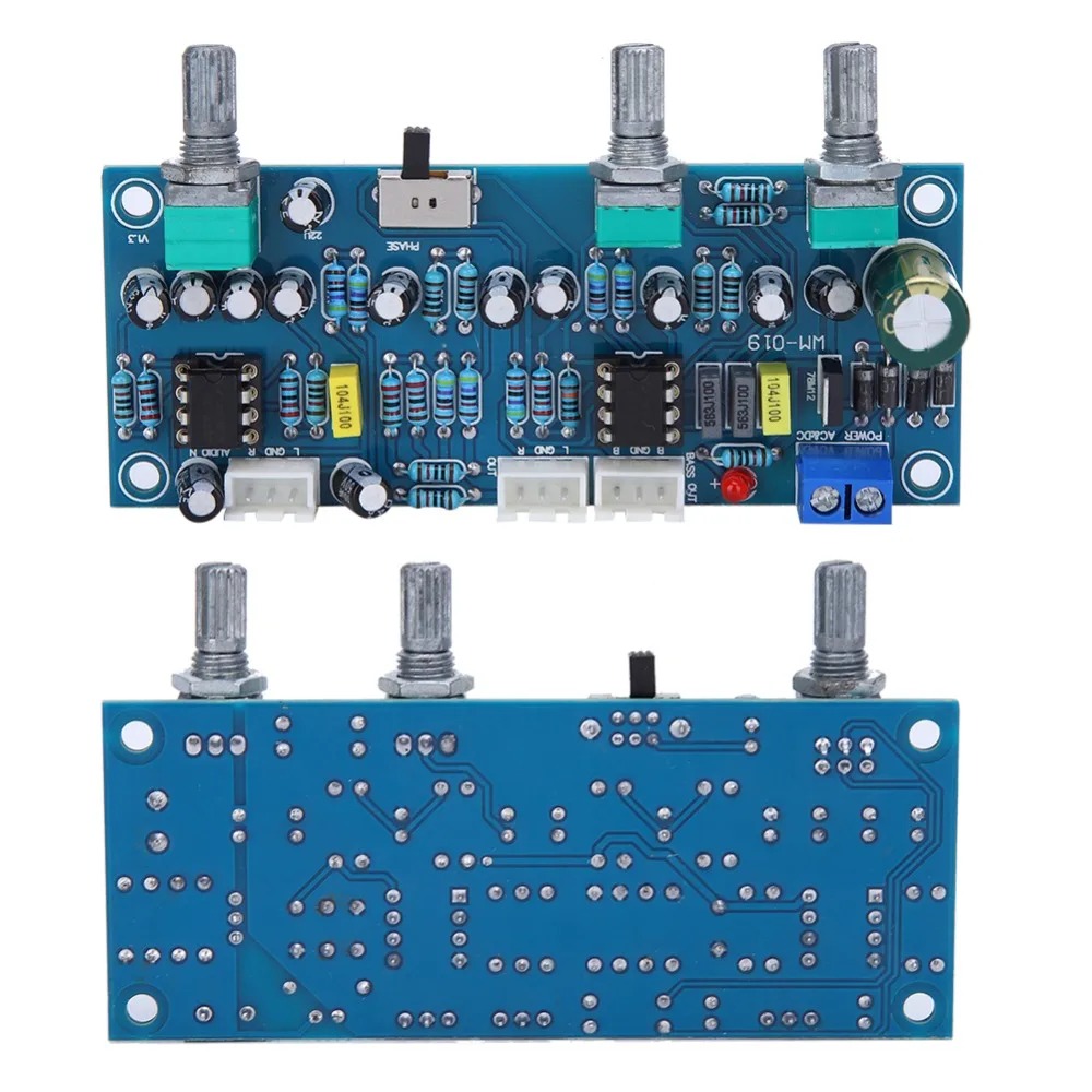 NE5532 78M12 Preamp Board DC 12-30V / AC 9-20V Independent Interfaces Low Pass Filter Blue Precise Sound Control