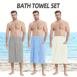 1 coral velvet men's bath towel-adjustable elastic bath towel-soft and skin-friendly, 31.5 * 55 inches, men's outdoor sauna skir