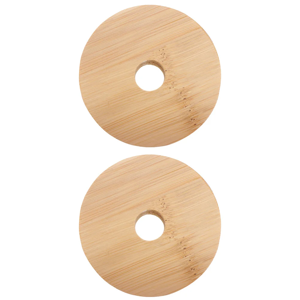 

2Pcs Bamboo Jar Lids Sealing Covers for Glass Jars Leakproof Smooth Surface Easy Clean Storage Jar Bamboo Lids