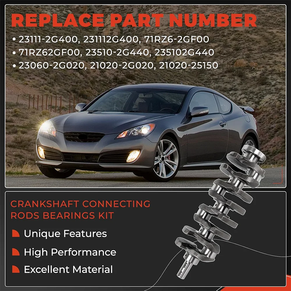Engine crankshaft connecting rod bearing set For HYUNDAI CRETA Elantra i40 Mistra ix35 KIA K4 2.0L 2.0 L T L4 GAS 11-22 G4KF