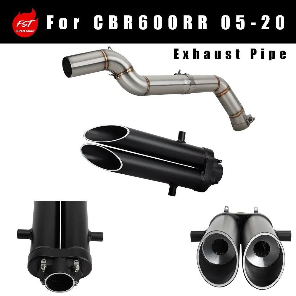 TOCE Dual Outlet Mid & Rear Exhaust Pipe Modification for Motorcycle CBR600RR F5, 2005-2020