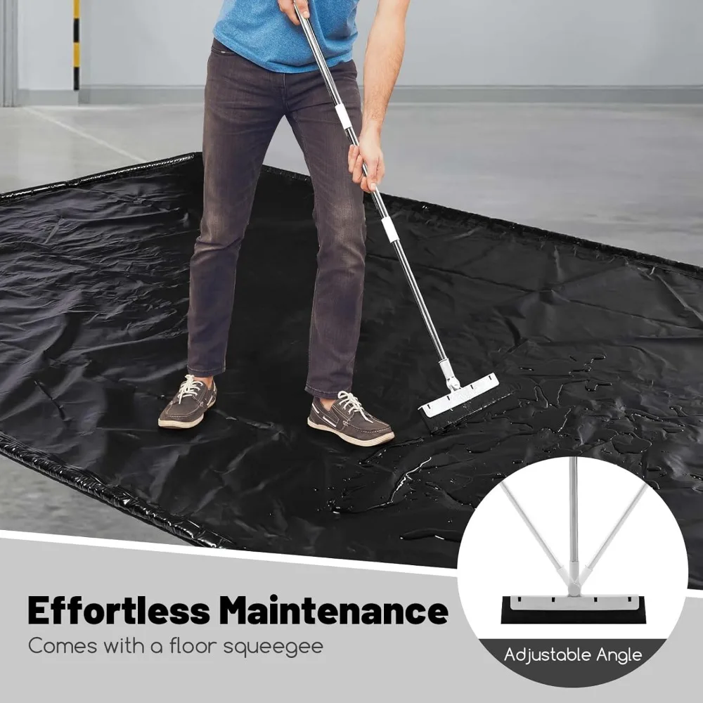 سجادة أرضية جراج IRONMAX، سجادة احتواء أرضية مقاومة للماء مقاس 9 × 22 بوصة مع ممسحة تنظيف، سجادات مواقف السيارات تمنع تسرب التسرب