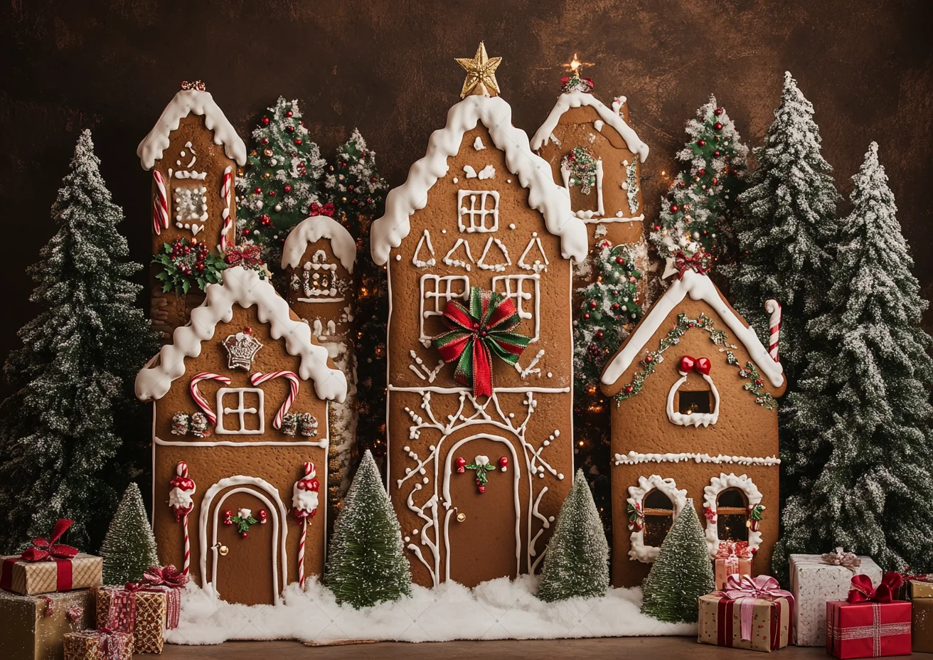 Circus Christmas Photography Background Carousel Xmas Tree Holiday Decoration Kids Holiday Portrait Photo Backdrops Studio Props