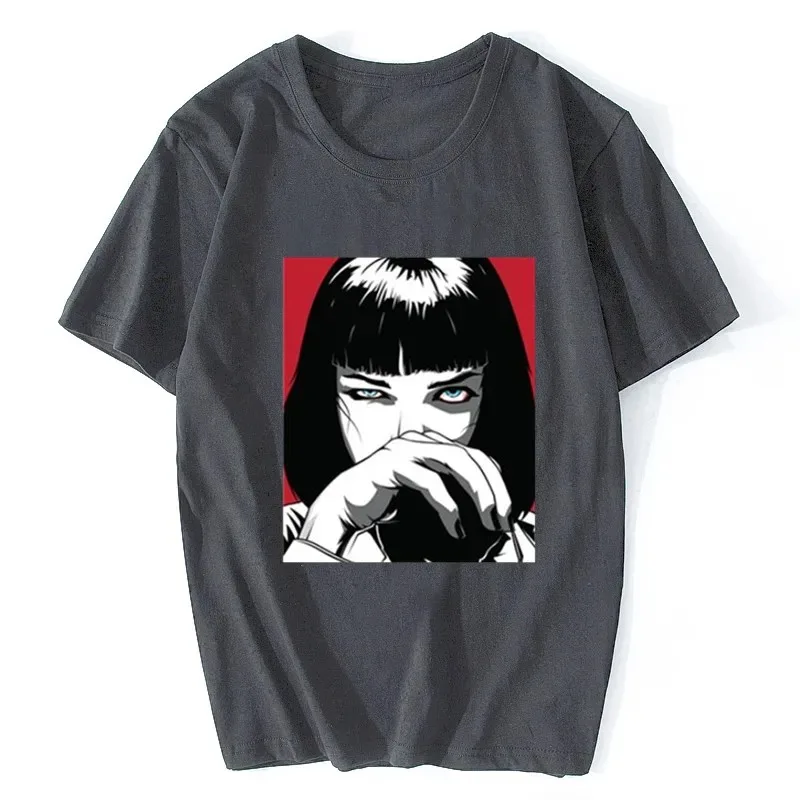 Quentin Tarantino Pulp Fiction Mia Vintage Men/women Fashion Men Movie 90S Cotton T-shirt Streetwear Punk Rock Aesthetic Clothes