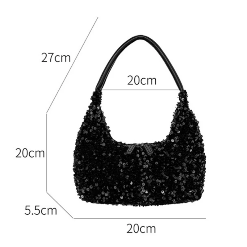 Stylish Colorful Sequin Handbag Luxury Design Shiny Shoulder Underarm Bag for Women 2024 Female Party Wedding Bling Clutch Bag