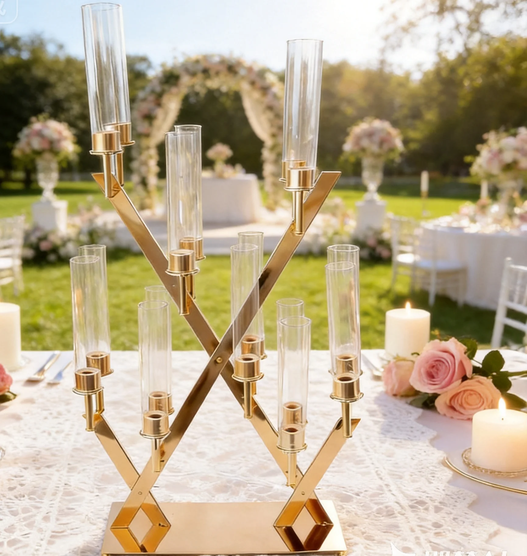 2 Pcs 16 - Head Metal Candle Holder: Ideal Table Centerpieces for Party, Road Leads & DIY Decoration”
