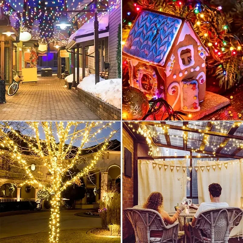 5m/10m/20m/30m LED Solar Light Outdoor Waterproof Garden Fairy String Lights 8 Modes Lighting For Christmas Copper Wire Lamp