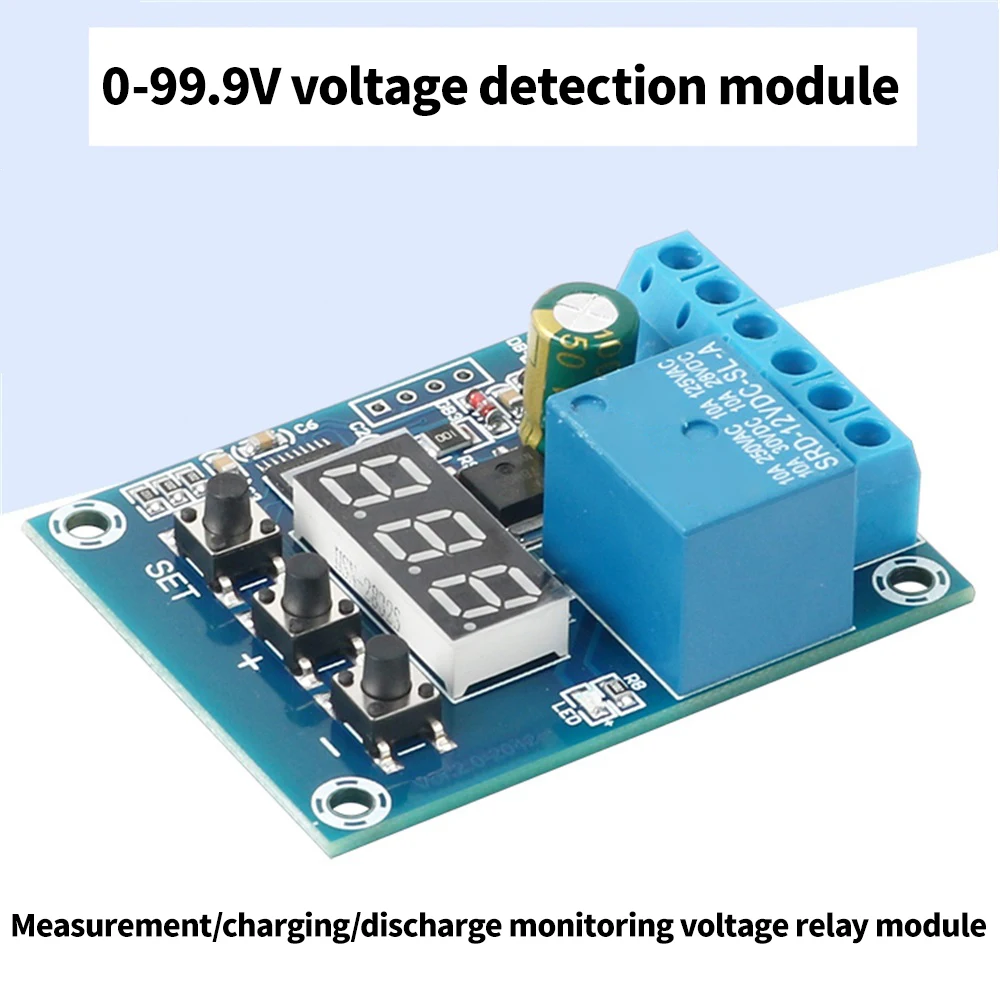 DC 9V, 12V, 24V Voltage Detection Module Relay Circuit Monitoring Module 0-99.9V Voltage Detector