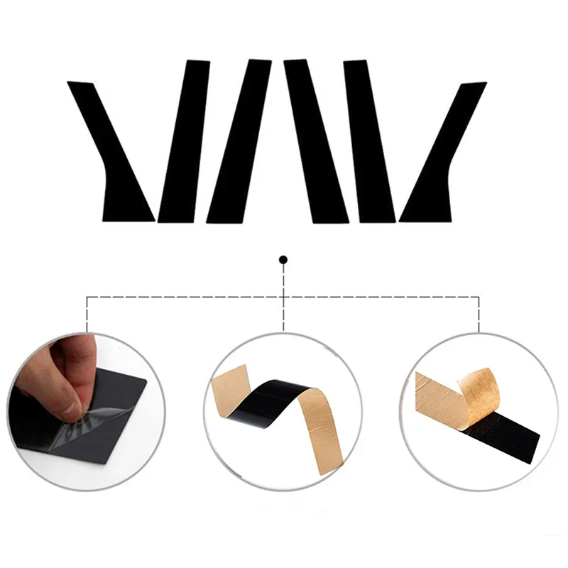 6PC For Range Rover Evoque L538  5-Door 2013-2018 Door Window Decal Pillar Posts Sticker Cover Trim Car Accessories Glossy Black