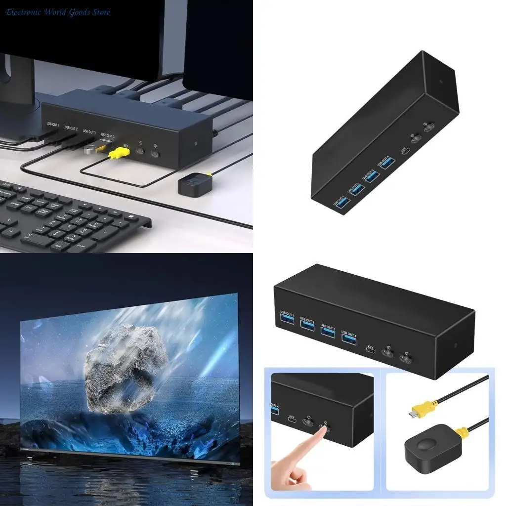 A3PD 2 Port 60Hz USB3.0 Two Screen KVM Switches 8K Output for Enhanceds Workstations Efficiency
