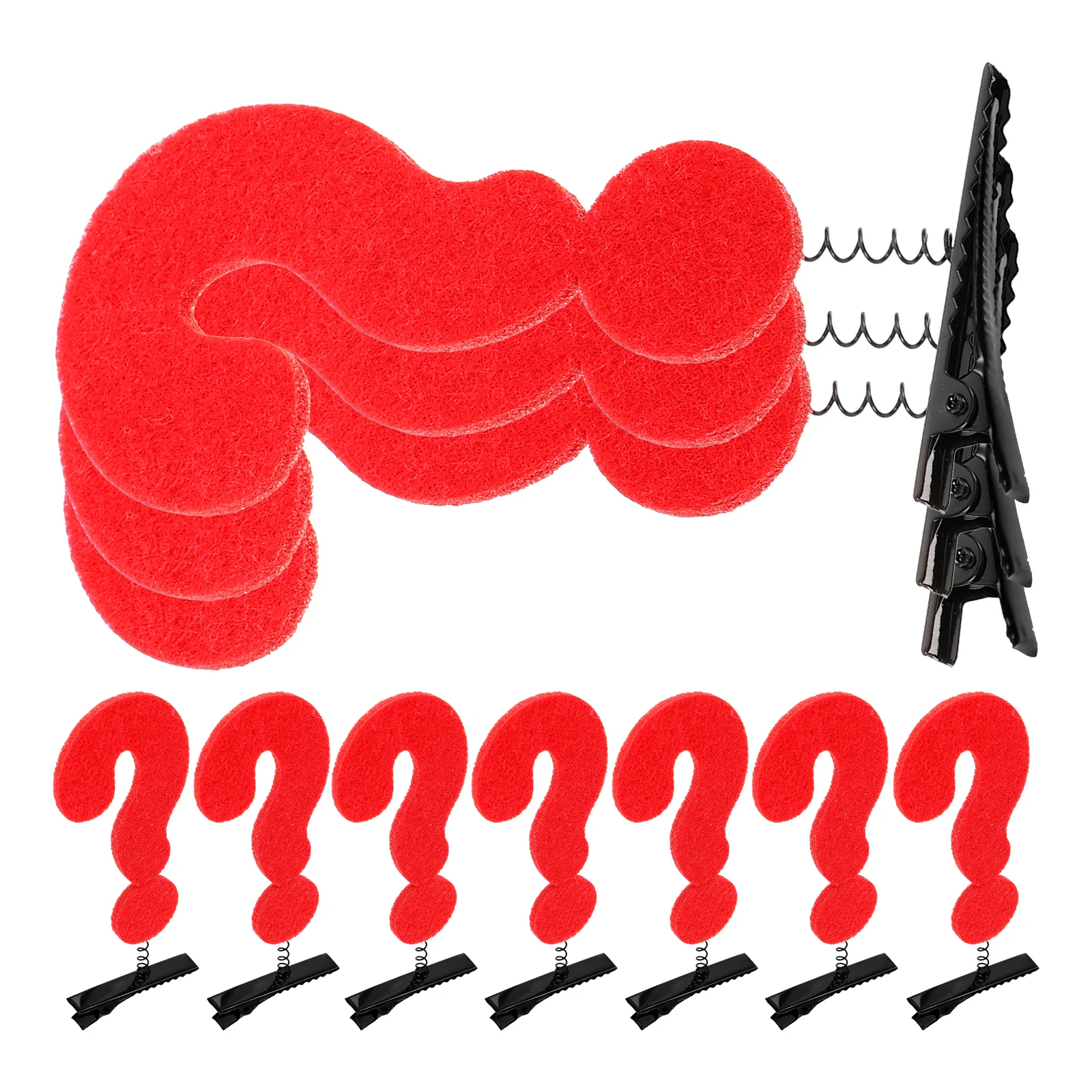 

10pcs Red Question Mark Hair Clips Adorable Cartoon Accessories for Girls Hairstyles Safe Party Props Hairpins
