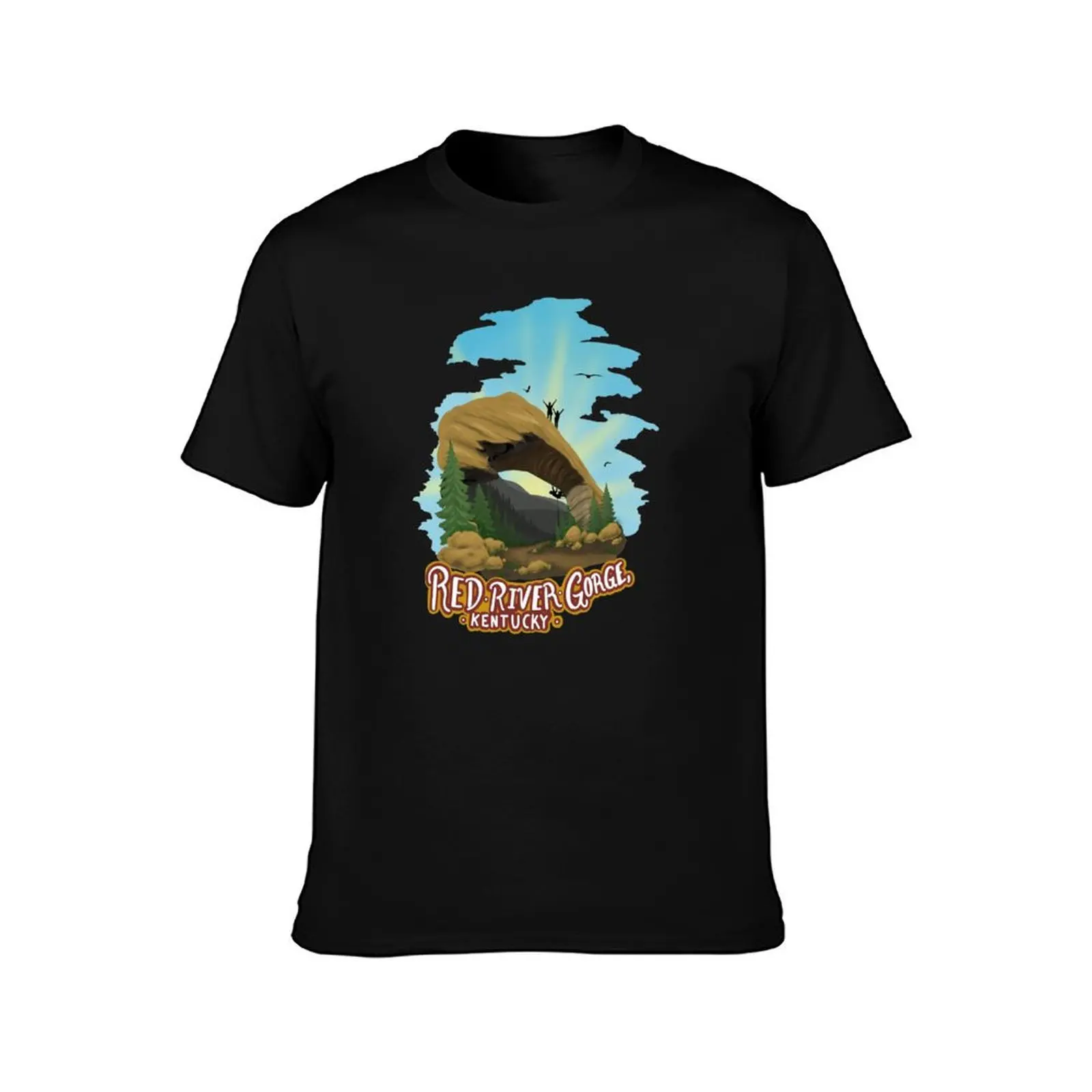 Red River Gorge Natural Bridge Scene T-Shirt Summer Casual Cotton Tee Oversized Streetwear Tops Vintage Graphic Print