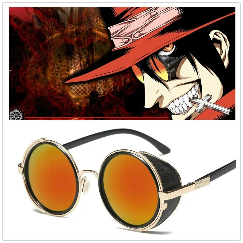 อะนิเมะ HELLSING Alucard คอสเพลย์แว่นตา Vampire Hunter สีส้มแว่นตากันแดดผู้ชายผู้หญิง Punk แว่นตา HELLSING คอสเพลย์ Prop
