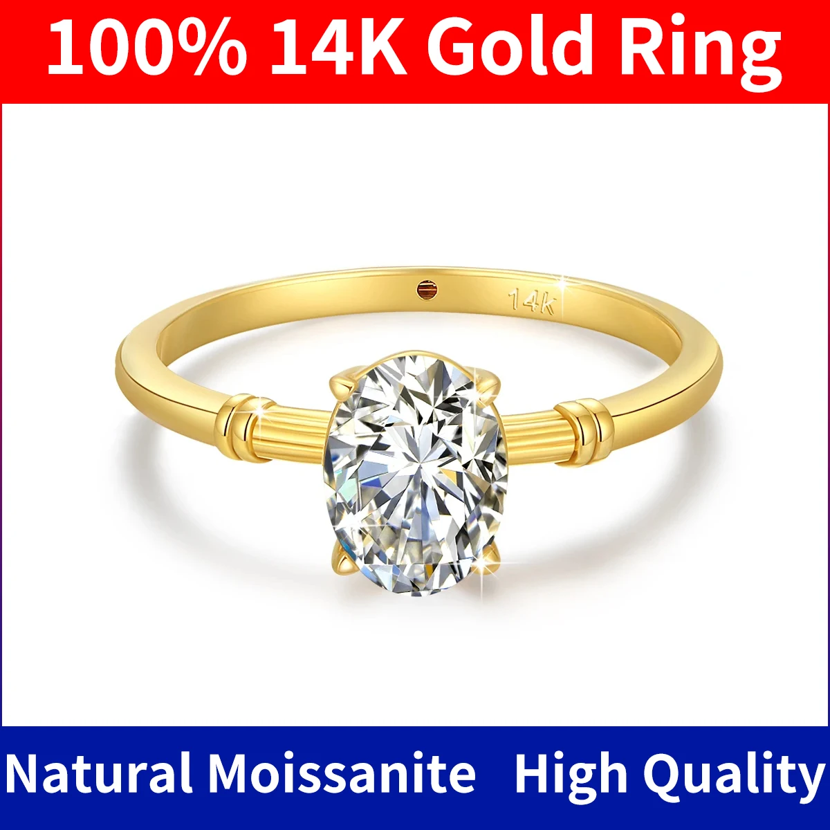 

Szjinao AU585 14K Yellow Gold 1.5CT Moissanite Ring For Women Oval Cut Diamond Wedding Jewelry Gift With K Gold Certificate Sale