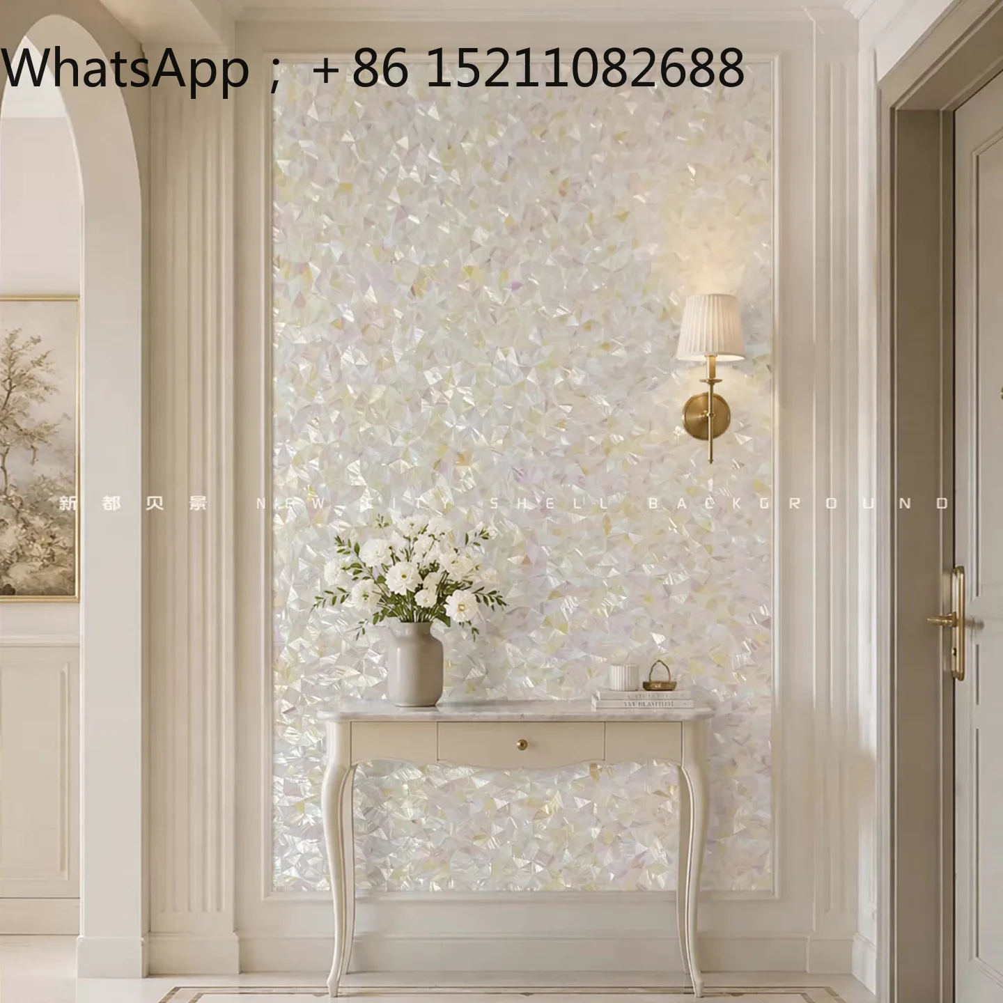 LLY broken shell mother-of-pearl villa living room decoration mosaic porch hanging sequins stairwell mural