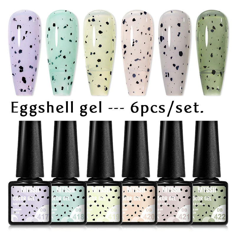 Mtssii 2/4/6 Stuks Zoete Diy Yoghurt Gel Nagel Ei Effect Gel Nagellak Doorweekt Van Basis Top Lak Met Kleurrijke Dot Effect Gel