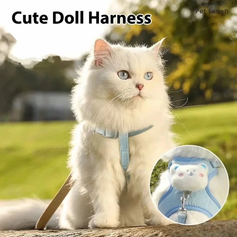 Cute Cartoon Animal Pet Harness and Leash Set Breathable Mesh Cat Dog Vest Adjustable Anti-Lost Strap