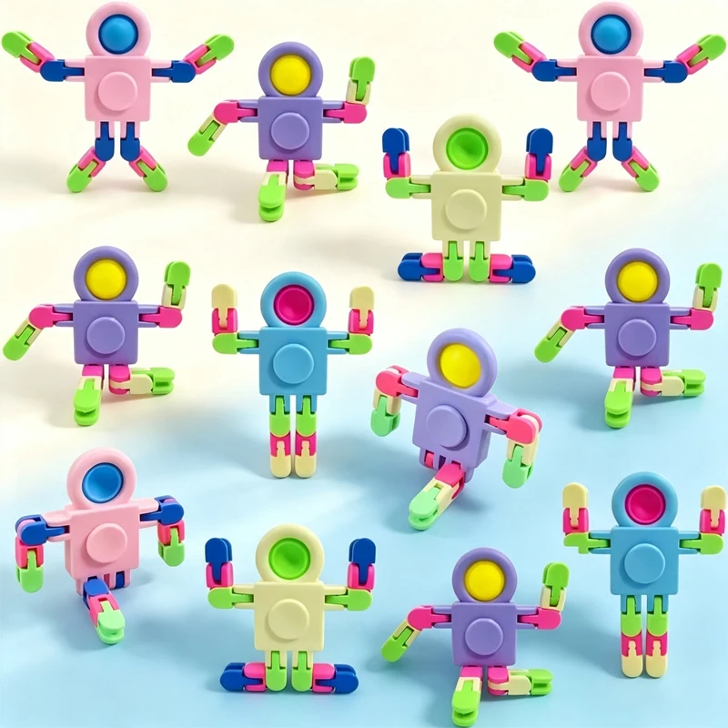 1/5PCS Creative Fidget Sensory Spinner Toys Transformable Chains Robot Fingertip Toy Goodie Bag Stuffers Birthday Gifts