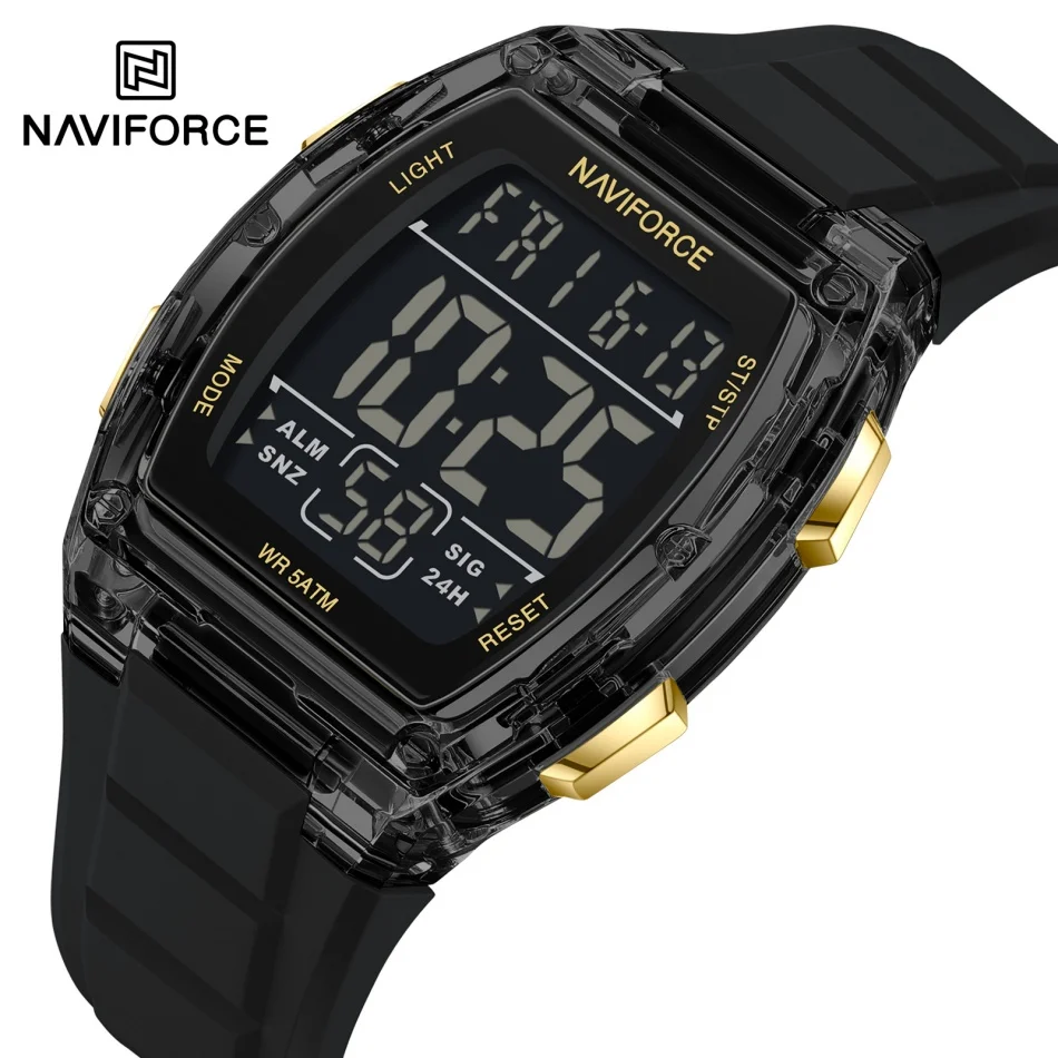 

NAVIFORCE 2025 New Fashion Men Electronic Watch Waterproof Day and Date Silicone Strap LCD Digital Wristwatch Relogio Masculino