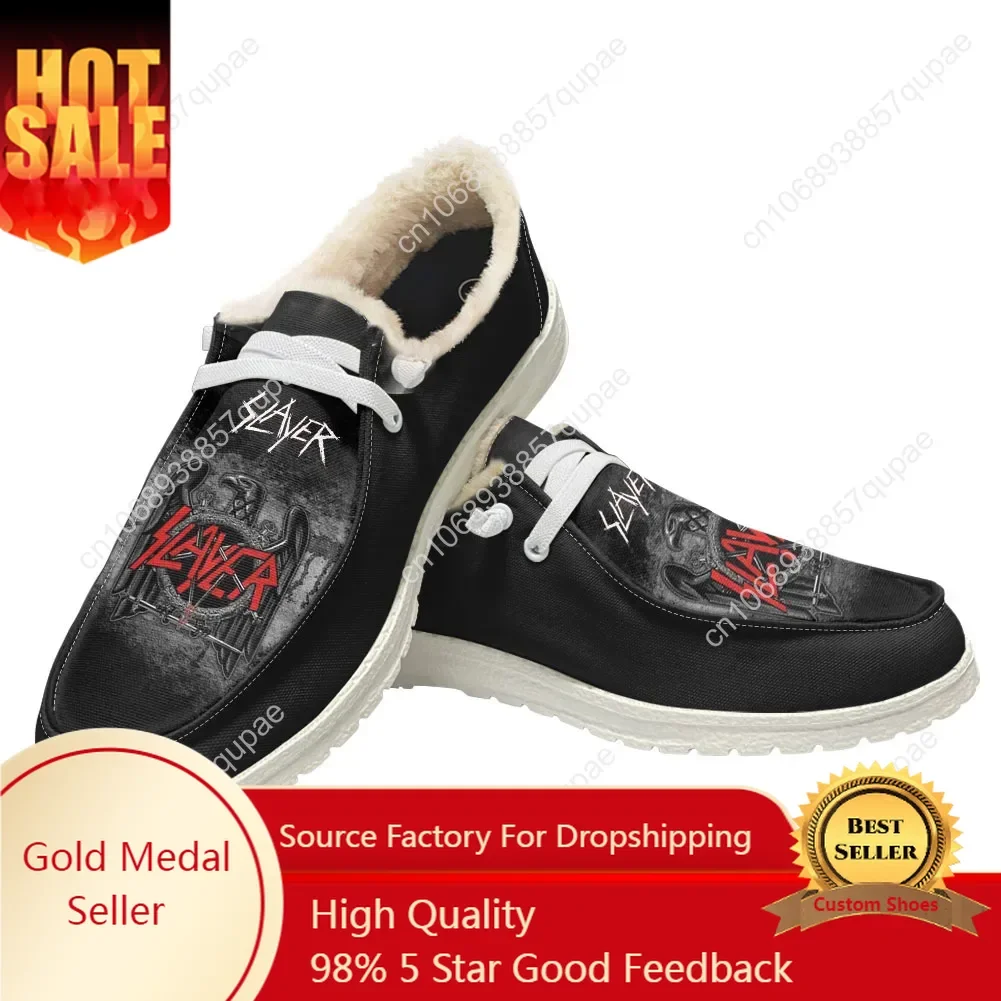 

Slayer Heavy Metal Rock Band Horror Scary Fashion Plush Shoes Breathable Men Women Sneakers Lightweight Casual Shoe Custom Shoes