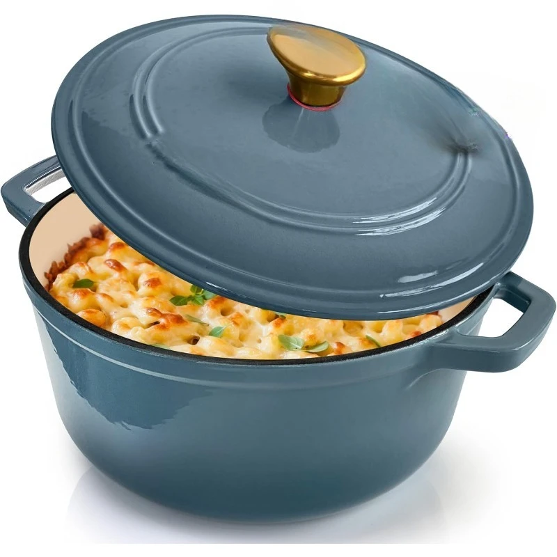 

6-литровая голландская печь с эмалированной чугунной кастрюлей, сверхмощная, безопасная для духовки до 500 ° F & Across All Варочные панели, сковорода для хлеба
