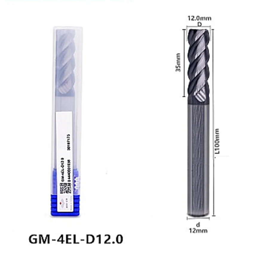 

GM-4EL-D12.0 ZCC.CT GM-4EL Four blade long blade flat end milling cutter D12.0*12*35*100 4T Flat end mill 4 Flutes Flat End Mill
