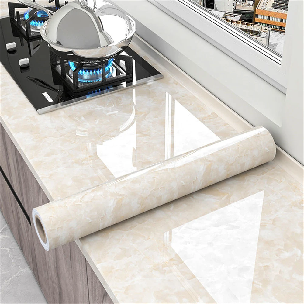 Marble Vinyl DIY Waterproof Oil-proof Heat-resistant Self Adhesive Wallpaper Bathroom Kitchen Contact Paper  For Furniture Decor