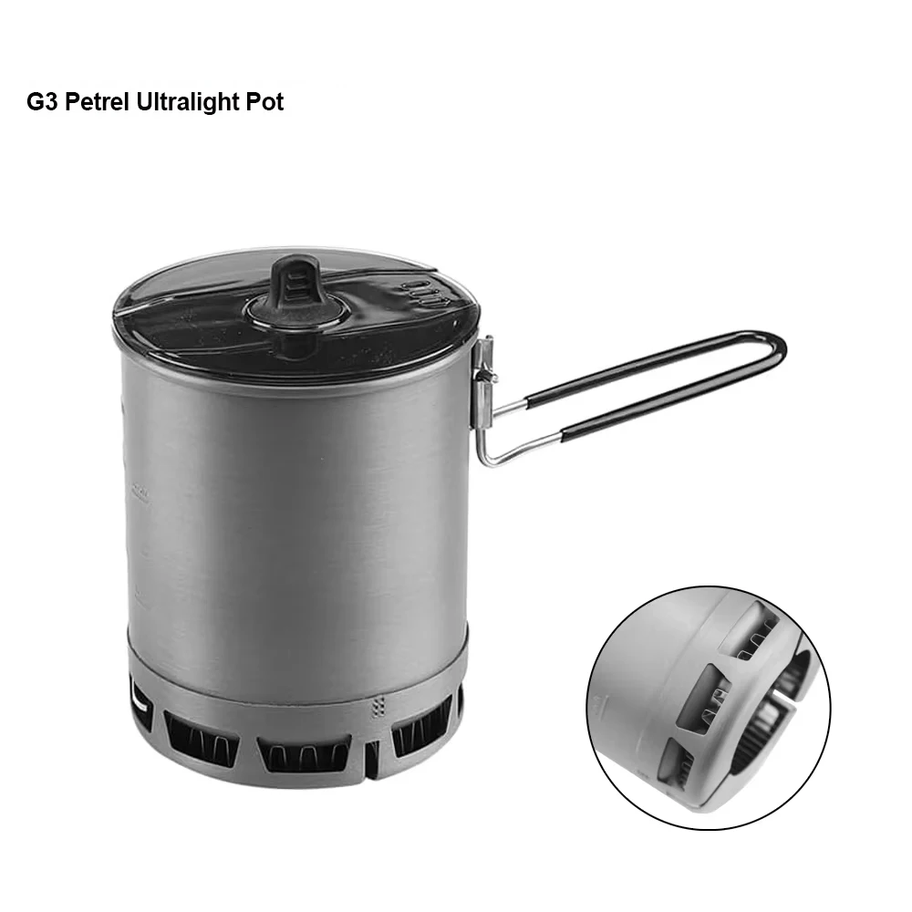 

600ml Ultralight Pot Lightweight Camping Cooking Utensils Outdoor High Efficiency Heat Exchanger Pot Hiking Travel Portable Pot