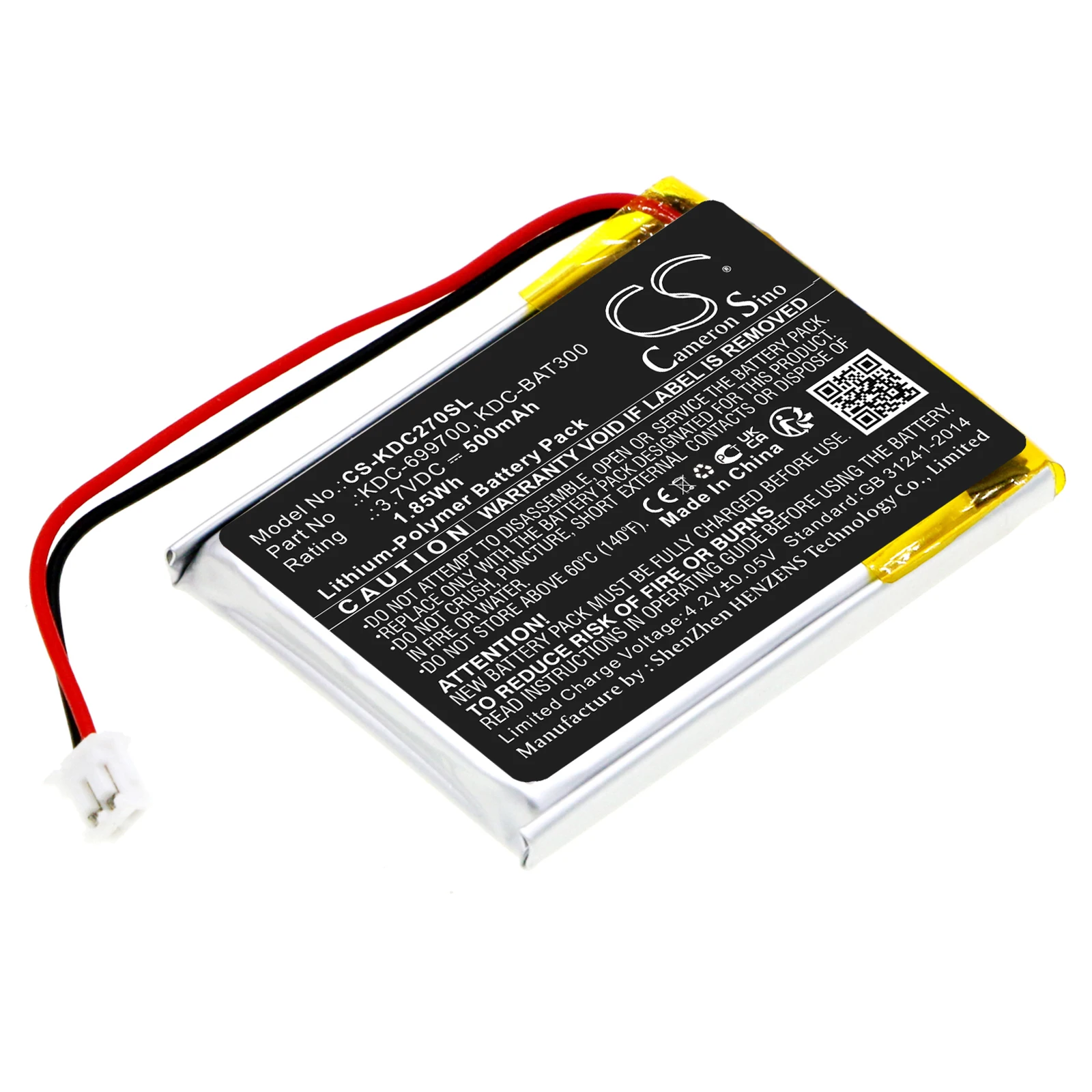 

Li-Polymer Barcode Scanner Battery for KOAMTAC, 3.7V, 500mAh, Compatible Models: KDC270, KDC280, KDC30, KDC300