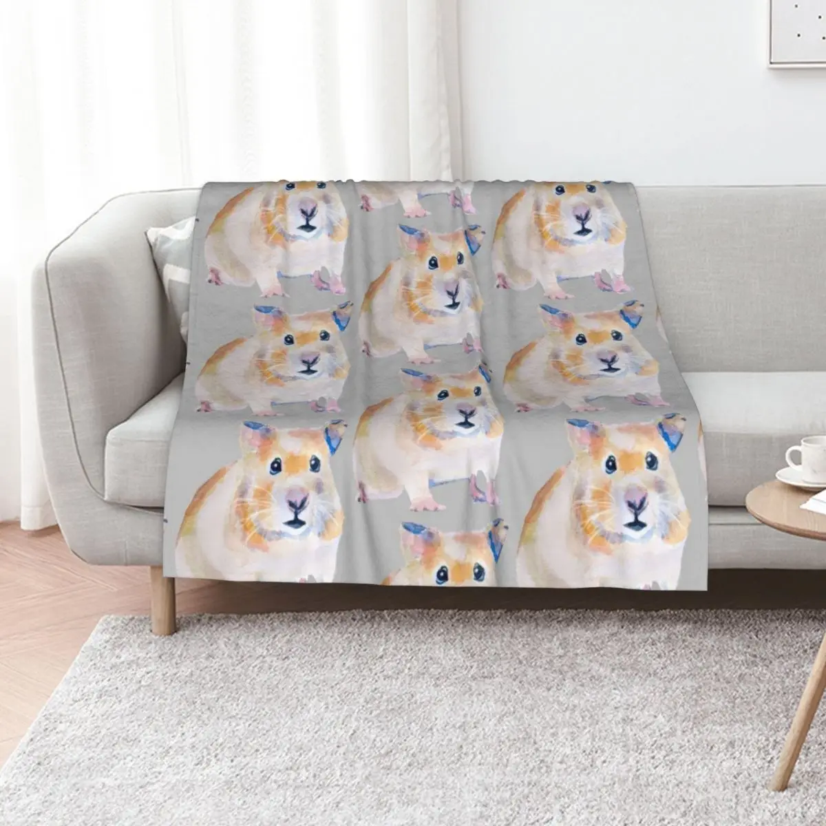 Colorful Hamster Watercolor Throw Blanket Giant Sofa Personalized Gift wednesday Fashion Sofas Weighted Designers Blankets