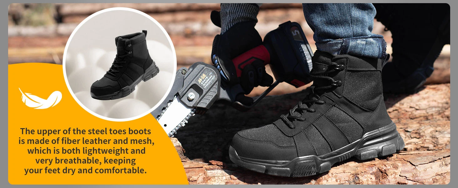 Leichter Schutz Sicherheitsschuhe Männer Stahlzehe Anti-Smash Arbeitsschuhe Anti-Punktion Unzerstörbare Mann Sicherheitstiefel Außensicherheit Stiefel High Top Schutz Sicherheitsschuhe Bau Arbeitsstiefel – Detail 10
