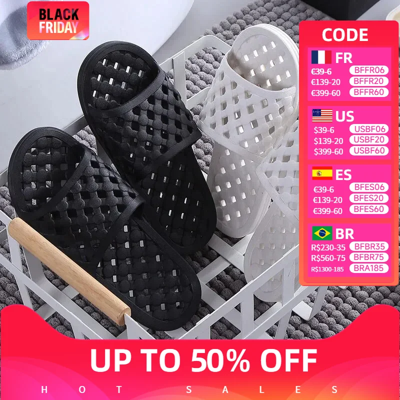 Men's Bathroom Non-slip Flip Flops Bath Slippers Indoor Home Summer Soft Comfortable Couple Family Flat Shoes Hotel Sandals