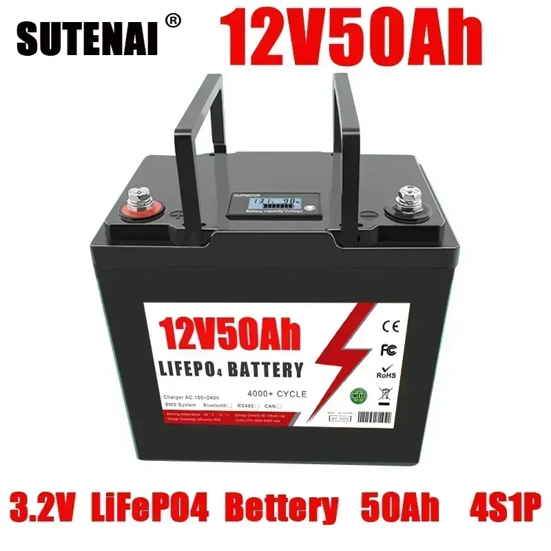 

SU 2024,12V LifePo4 Genuine Rechargeable Lithium Iron Phosphate Battery Pack 12V 50AH Built-In BMS For+free shipping