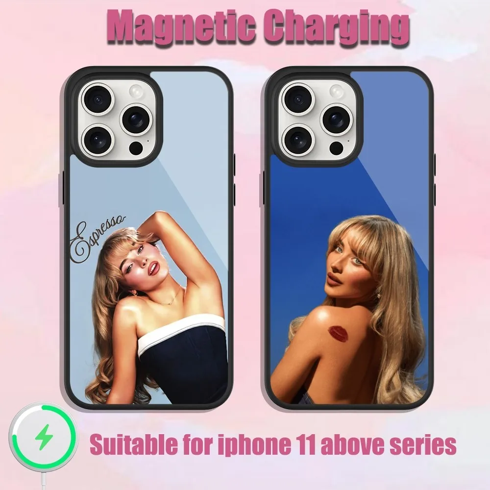 

Singer Sabrina Carpenter Shortn Sweet Phone Case For iPhone 13 15 11 12 14 Plus Pro Max Glass Charging Magsafe Magnetic Cover